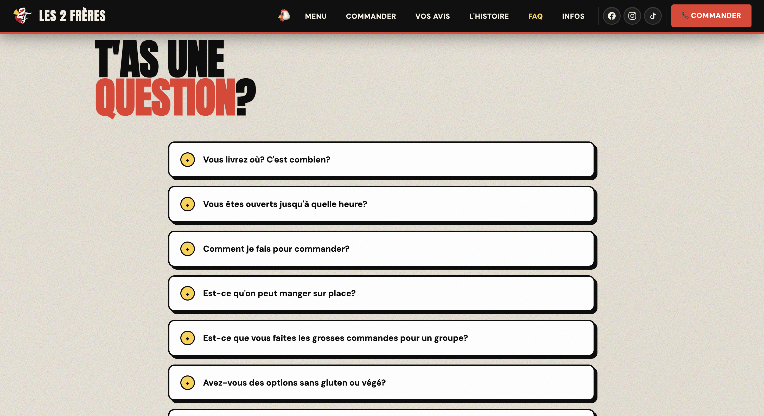 Exemple de page FAQ · Restaurant Les 2 Frères