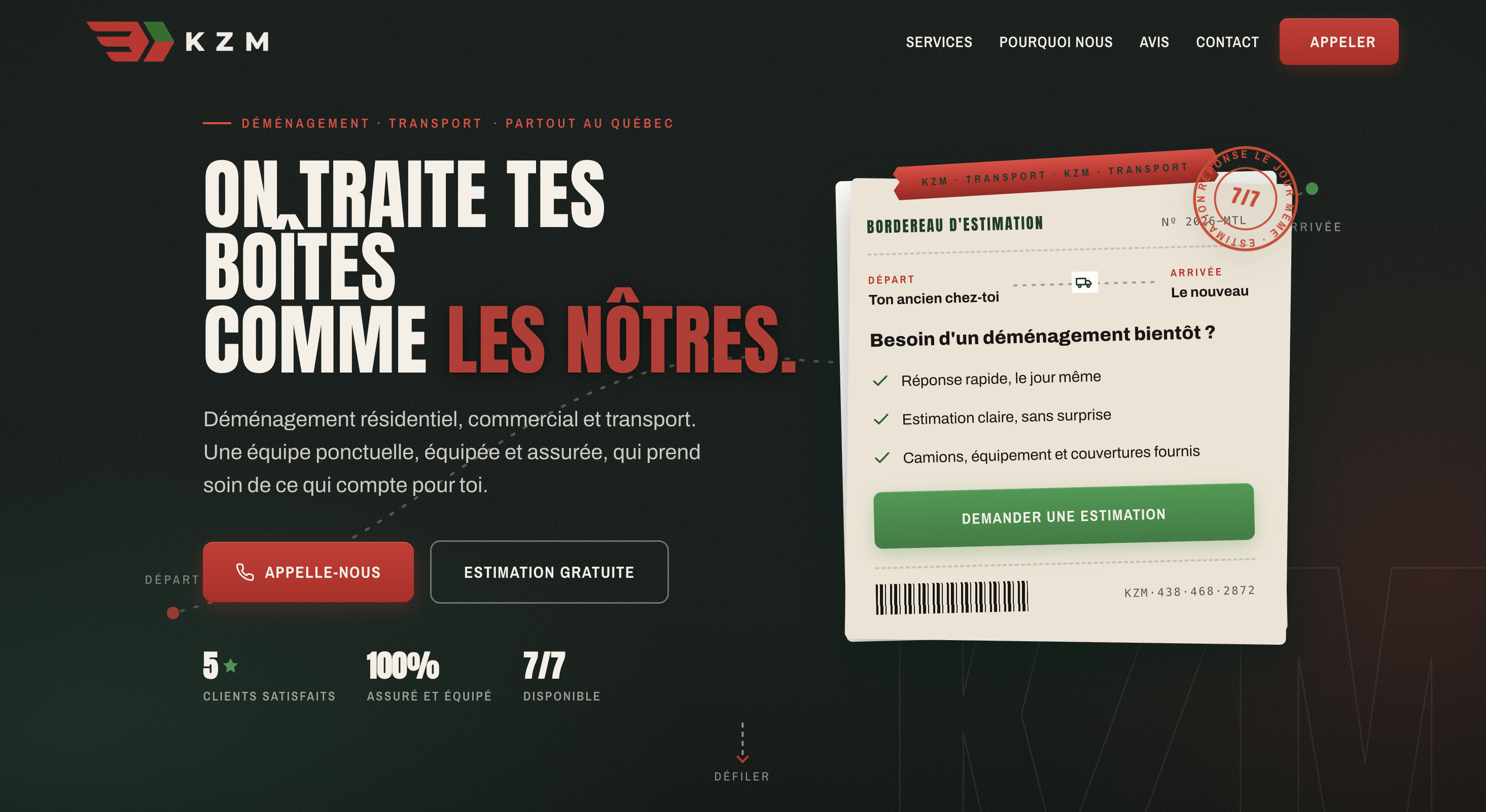 KZM Transport · déménagement