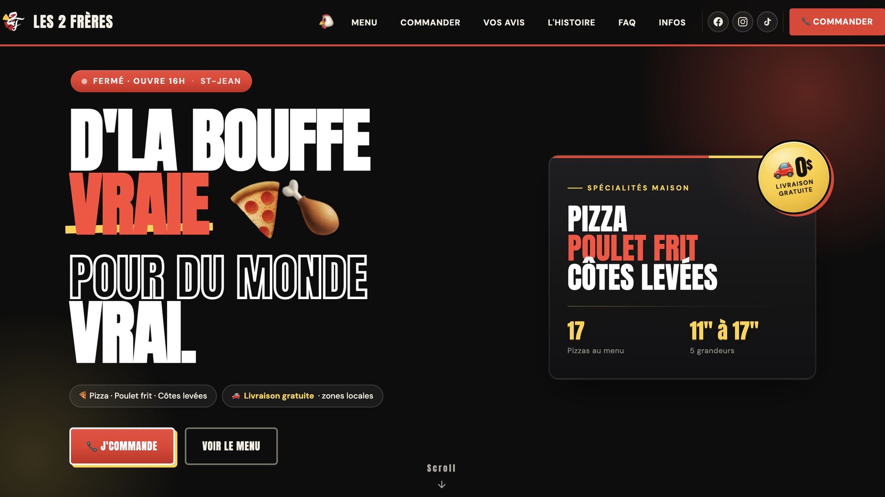 Site web du Restaurant Les 2 Frères